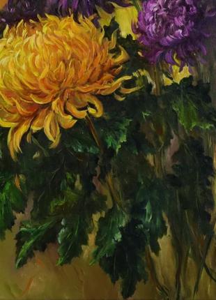 Картина маслом "квіти осені" 60х45 см, полотно на підрамнику, олія8 фото