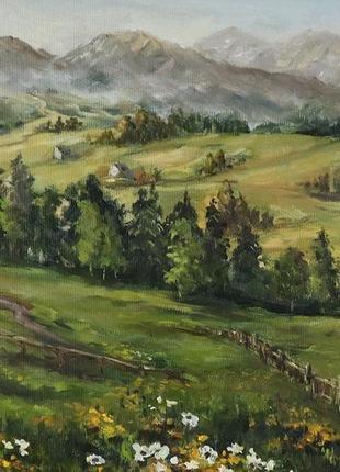 Картина маслом "літо в горах" 30×40 см, полотно на підрамнику, олія6 фото