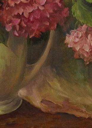 Картина маслом "рожеві квіти" 35×45 см, полотно на підрамнику, олія7 фото