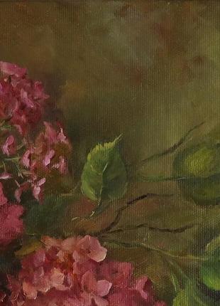 Картина маслом "розовые цветы" 35×45 см, холст на подрамнике, масло5 фото