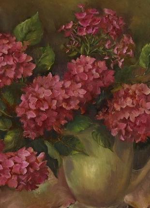 Картина маслом "розовые цветы" 35×45 см, холст на подрамнике, масло8 фото