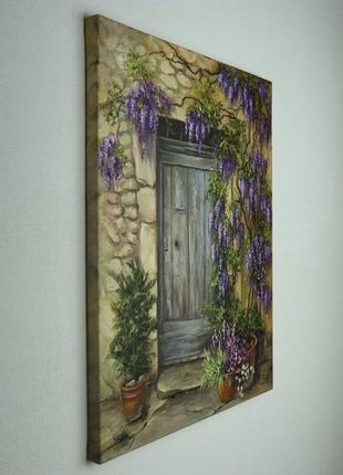 Картина маслом "на пороге дома" 45×35 см, холст на подрамнике, масло3 фото