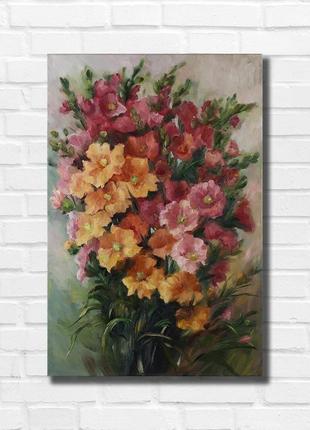 Картина маслом "пора квітів" 45×30 см, полотно на підрамнику, олія
