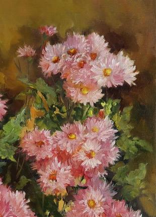 Картина маслом "хризантеми в саду" 45×30 см, полотно на підрамнику, олія5 фото