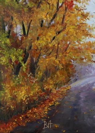Картина маслом "дорога в осінь" 45×35 см, полотно на підрамнику, олія6 фото
