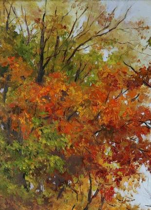 Картина маслом "дорога в осінь" 45×35 см, полотно на підрамнику, олія4 фото