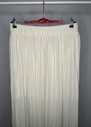 Молочная плиссированная юбка миди, юбка плиссе макси h&m zara🔥8 фото