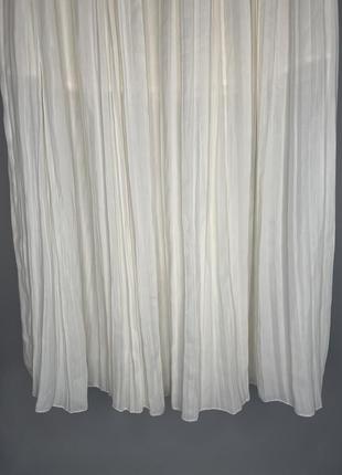 Молочная плиссированная юбка миди, юбка плиссе макси h&m zara🔥9 фото