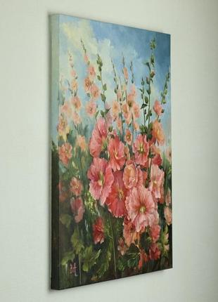 Картина олією "річні квіти" 45×35 см, полотно на підрамнику, олія2 фото