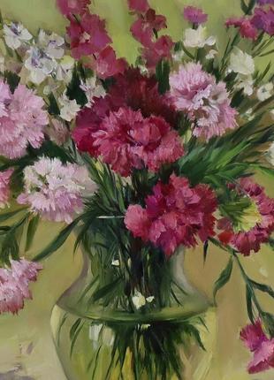 Картина олією "садові квіти" 35×40 см, полотно на підрамнику, олія8 фото