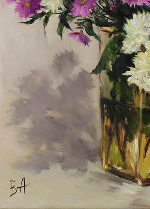 Картина олією "квіти жовтня" 40×30 см, полотно на підрамнику, олія6 фото