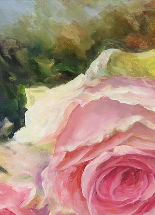 Картина олією "троянди" 45×35 см, полотно на підрамнику, олія4 фото