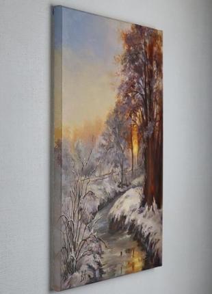 Картина олією "зима" 45×35 см, полотно на підрамнику, олія3 фото