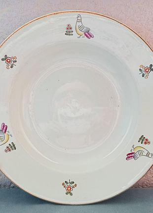 Антикварная винтажная тарелка с птицами