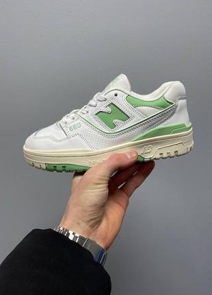 Женские шкиярные кроссовки new balance 550 white mintALs 5506 фото