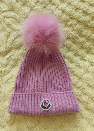 Шерстяная шапка в рубчик moncler 5-6 лет, оригинал