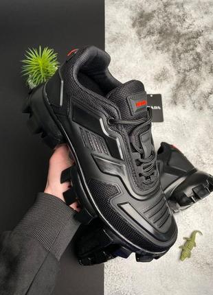 Мужские текстильные, черные, стильные кроссовки prada cloudbust black.  40-44 гг. 0869 ал демисезонн2 фото