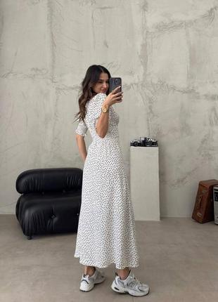 Сукня літня в горох довга ретро довжина міді максі з розрізом на гудзиках сарафан літній