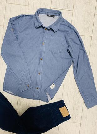 Стильная брендовая рубашка под джинс на мальчика 12-13 лет от mexx