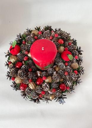 Різдвяний червоний підсвічник. новорічний червоний підсвічник