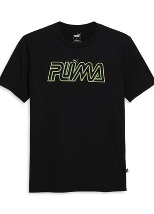 Мужская черная футболка puma outline graphic crew neck