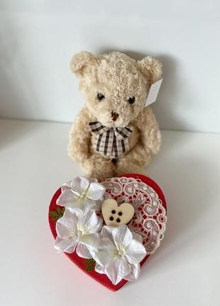 Сердце-валентинка с записками 100 причин, почему я тебя люблю и мишка.подарок девушке4 фото
