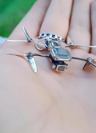Срібна мініатюра кулон дрон мавік mavic , дрон зі срібла 925 ручна робота6 фото