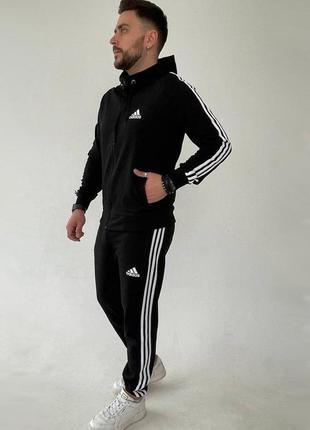 Весняний чоловічій спортивний костюм adidas на змійці зіп худі + штани2 фото