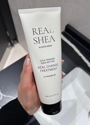 Маска для інтенсивного відновлення волосся real shea cold pressed shea butter real change treatment