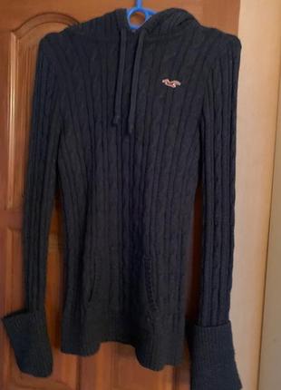 Теплый свитер с капюшоном hollister, р-р m\l3 фото