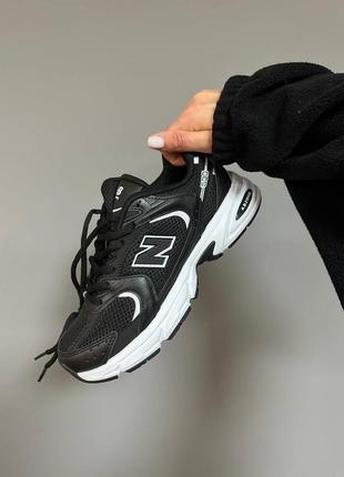 Женские кожаные кроссовки new balance 530 « black / white» premium