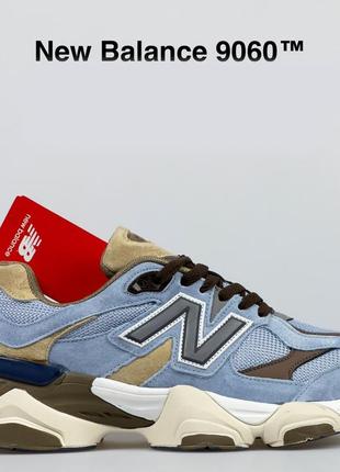 Женские сетчатые, голубые с коричневым, стильные кроссовки new balance 9060. от 37 до 41 гг. 12233 д4 фото