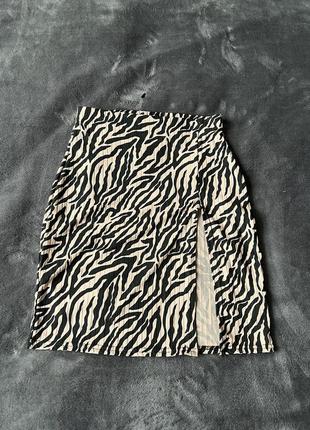 Шикарная юбка по фигуре трикотажная юбка в рубчик мини юбка с размером юбка принт зебра1 фото