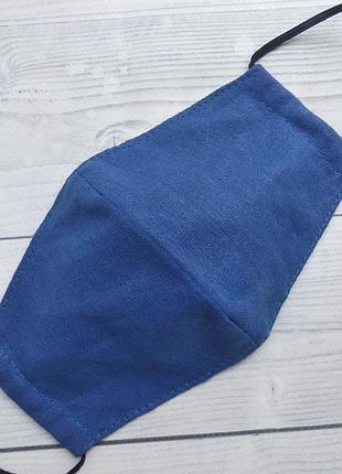 Маска синя. маски. масочка тришарова з кишенькою. дитяча. доросла.