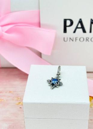 Серебряная бусина-подвеска pandora disney cinderella blue7 фото