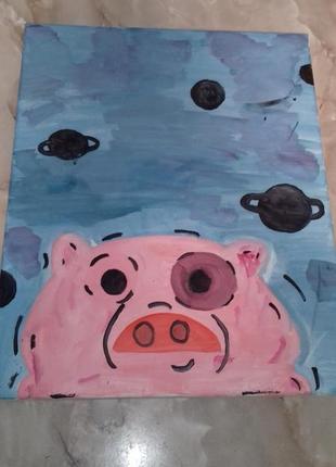 Картина космічної свинюшки.ціна 400 грн.