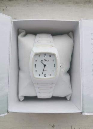 Годинник жіночий skagen white ceramic watch 914swxc (swarovski)2 фото