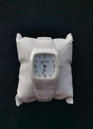 Годинник жіночий skagen white ceramic watch 914swxc (swarovski)3 фото