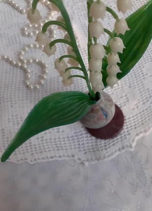 Статуэтка декоративная советская ландыши в вазе карболит пластик веточки ландыша...