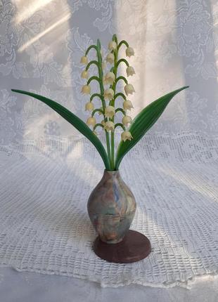 Статуэтка декоративная советская ландыши в вазе карболит пластик веточки ландыша...