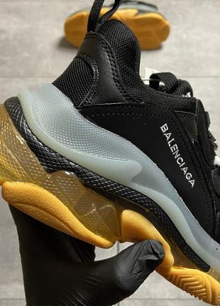 Balenciaga triple s clear sole black/yellow3 фото