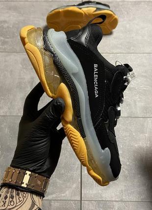 Balenciaga triple s clear sole black/yellow4 фото