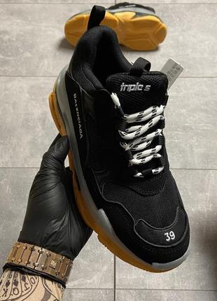 Balenciaga triple s clear sole black/yellow9 фото