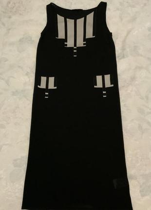 Классическое черное трикотажное платье от люксового бренда karl lagerfeld, оригинал