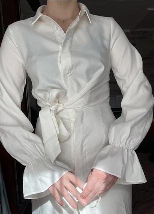 Белое ножное платье рубашка