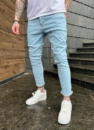 Мужские демисезонные классические зауженные джинсы скинни1 фото