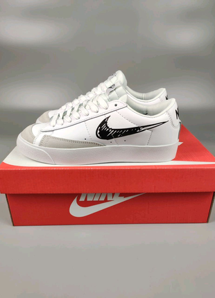 Nike blazer low white&black3 фото