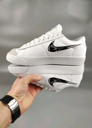 Nike blazer low white&black4 фото