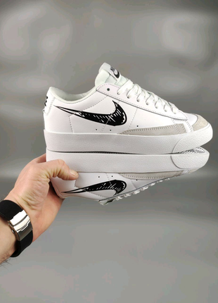 Nike blazer low white&black5 фото