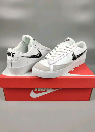 Nike blazer low white&black8 фото